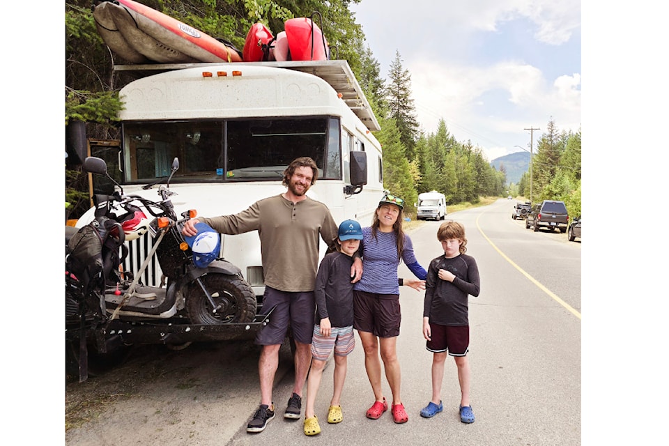 The Munter-Rinck Family from Alaska participated in the Clearwater Kayak Festival  on August 9 - 11 navigating the Clearwater River. Father - Henry, Paul (10), Mom - Kelly Rinck, and Sam (9) travelled to B.C. in their bus from their home near Anchorage and are year round outdoor adventure lovers. 