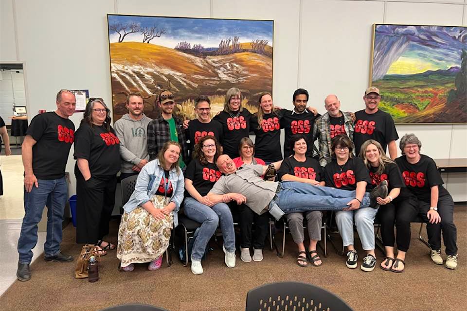 Staff from Clearwater Secondary School travelled to Kamloops on June 24 in support of retired high school teacher Brent Buck (c), who received the OWL Award for Excellence in Public Education. 