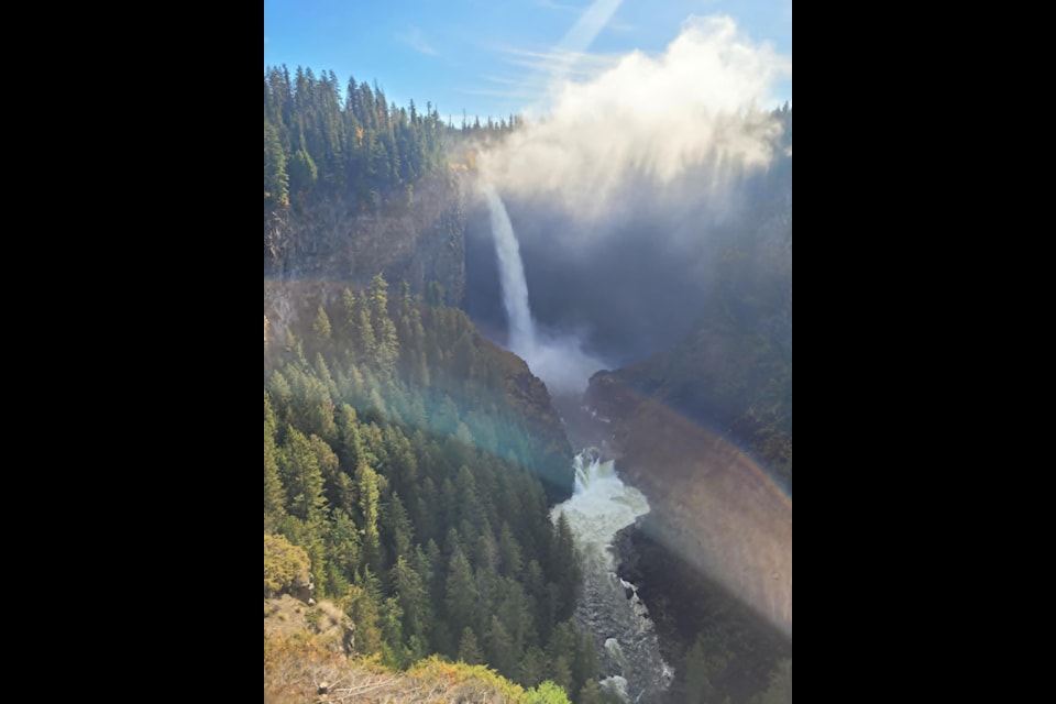 Spectacular Helmcken Falls is the fourth highest falls in Canada. Ten seniors from the Wells Gray Seniors Society visited the falls on Sat. Oct. 12 during a Thanksgiving Waterfall Tour. 