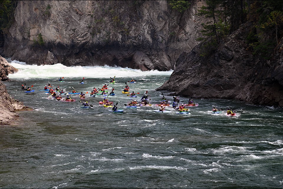 Dozens of paddlers put in at the Kettle on the Clearwater River during one of the Clearwater Kayak Festival events on Aug. 7. (Stephanie Hagenaars / surgeryitaly)