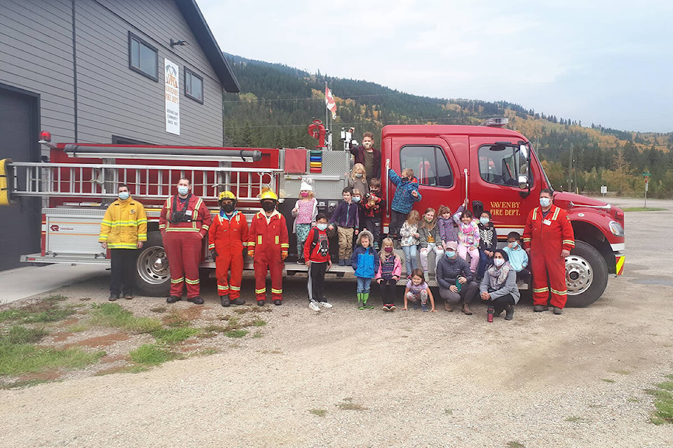 The Vavenby Elementary School primary students with the Vavenby Volunteer Fire Department. (Submitted photo)