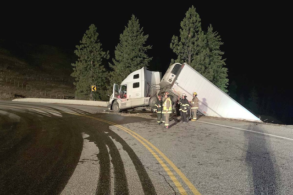 Midway Fire and Rescue volunteers held the diesel spill before the fuel could enter a nearby culvert, according to Chief Mike Daloise. Photo: Submitted