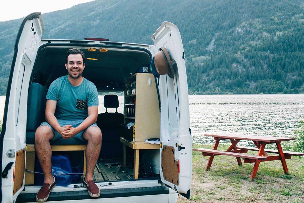 When Eric Brunt first started his film project, he toured across Canada in a van-turned-mobile film studio. Here, he takes a pit stop in Nelson. (Photo courtesy of Melki Films)