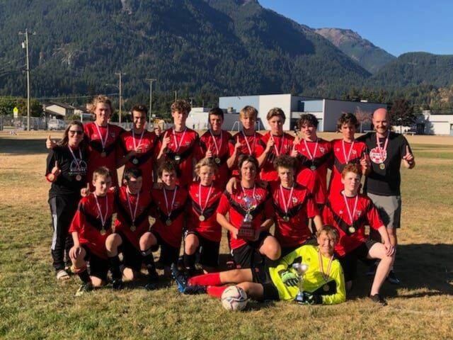 CSS boys soccer team, Clearwater Raiders, won against Williams Lake and Ashcroft to become the 2022 Hope Champions on Oct. 16. ( Photo submitted)