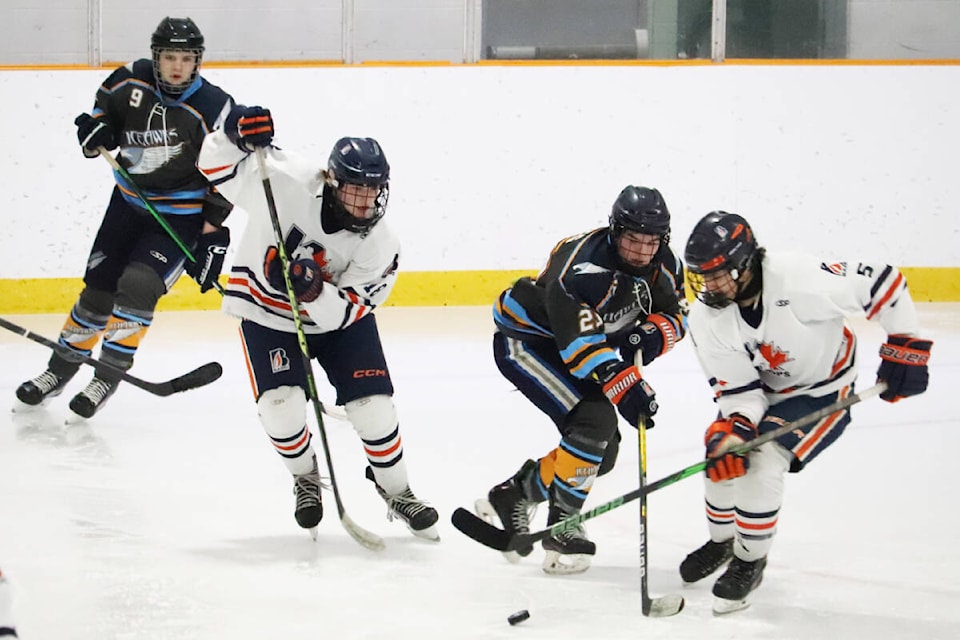 The U18 Icehawks battle against their Kamloops rivals during a Hockey Days game Jan. 28. (Zephram Tino photo - Clearwater Times)
