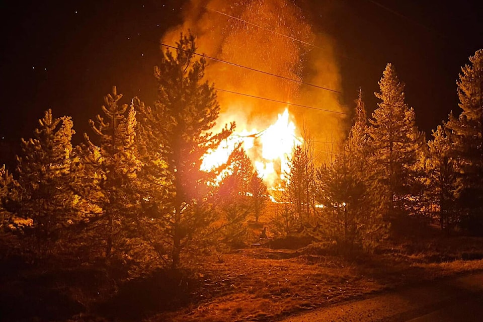 A home was destroyed by fire at Anahim Lake on Sunday, April 30. (Photo submitted)