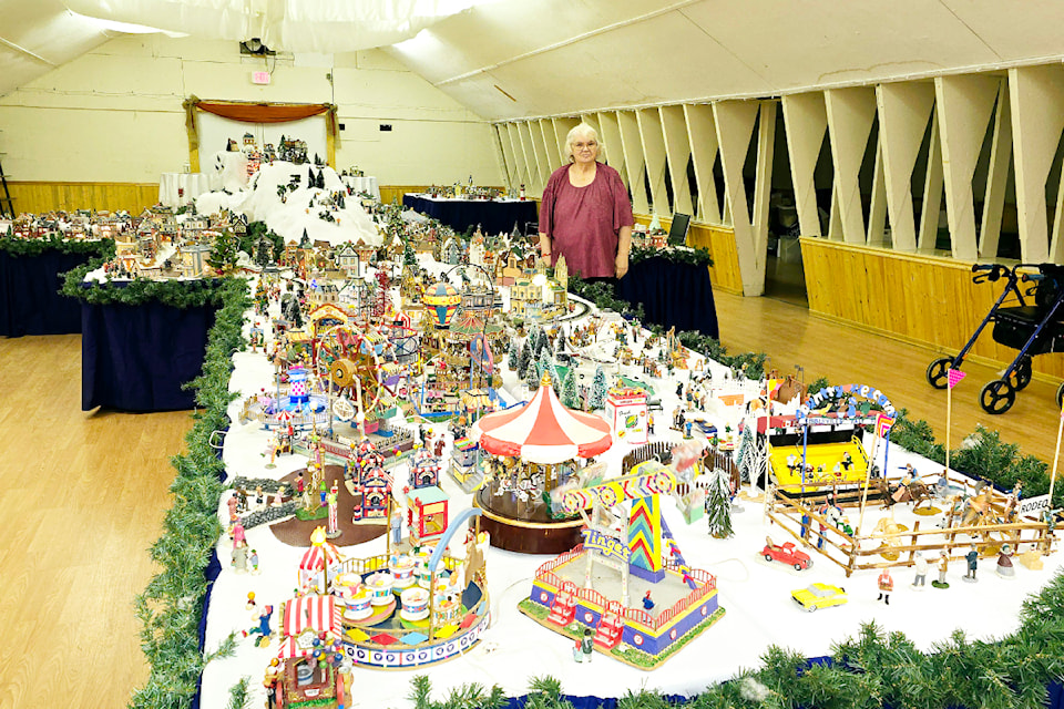 Christmas at the Fair 2024 takes place Dec. 13 to the 23rd at the Fall Fair grounds in Barriere. Seen here is Donna Kibble with her Christmas Village display in the Fall Fair Hall on Dec. 13.