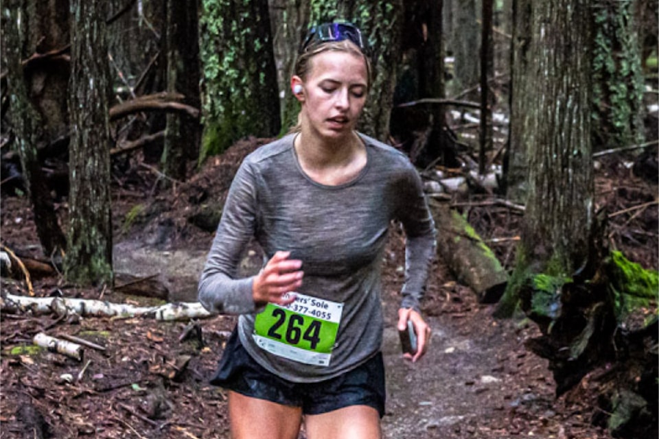 Candle Creek Half Marathon runner Stella Schwartz, 17, from Whistler, B.C. competes on Aug. 24 in this year's race in Clearwater.