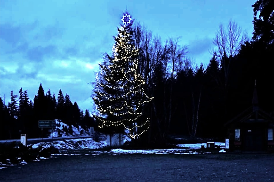 The hospice society tree is now in place at the Clearwater Stop at the corner of Old Highway and Highway 5, one of two trees sponsored by the local hospice society. 