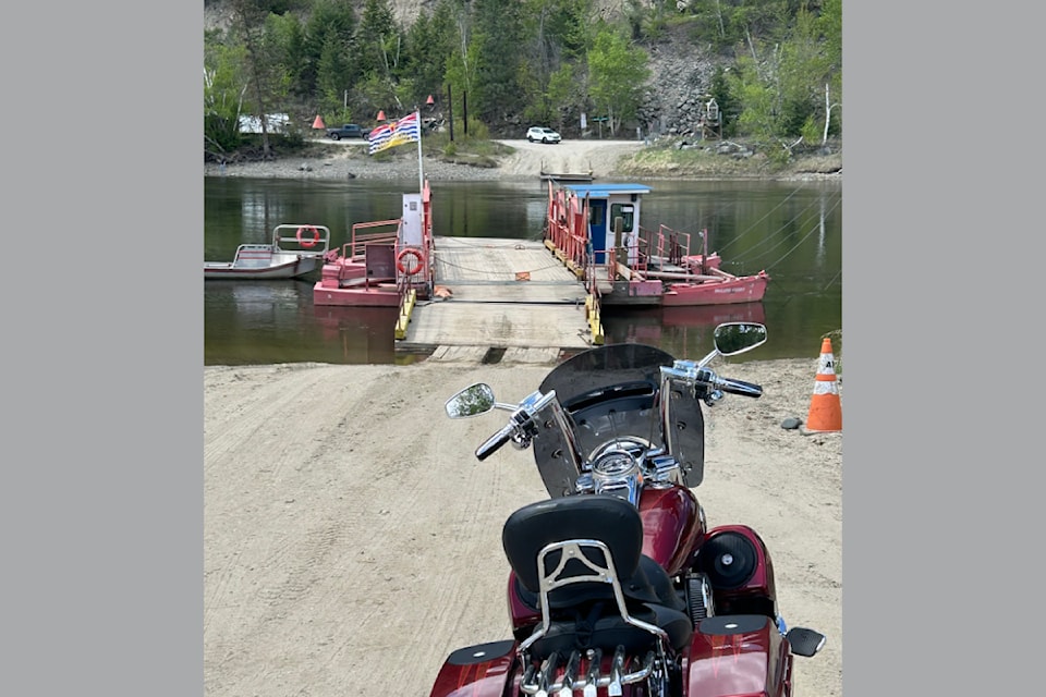 The McLure Ferry on a busy Sunday April 27 as the North Thompson River rises due to spring run off. 