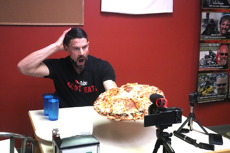 Youtube 'eater' Scott Watkins from his channel ScottEats in Clearwater at Double R Pizza on Nov. 18 about to chow down. 