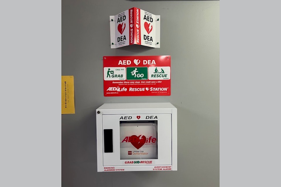 Thanks to a grant from the North Thompson Communities Foundation this spring, the Barriere Curling Club arena now has a life saving AED (defibrillator) installed for emergencies. 