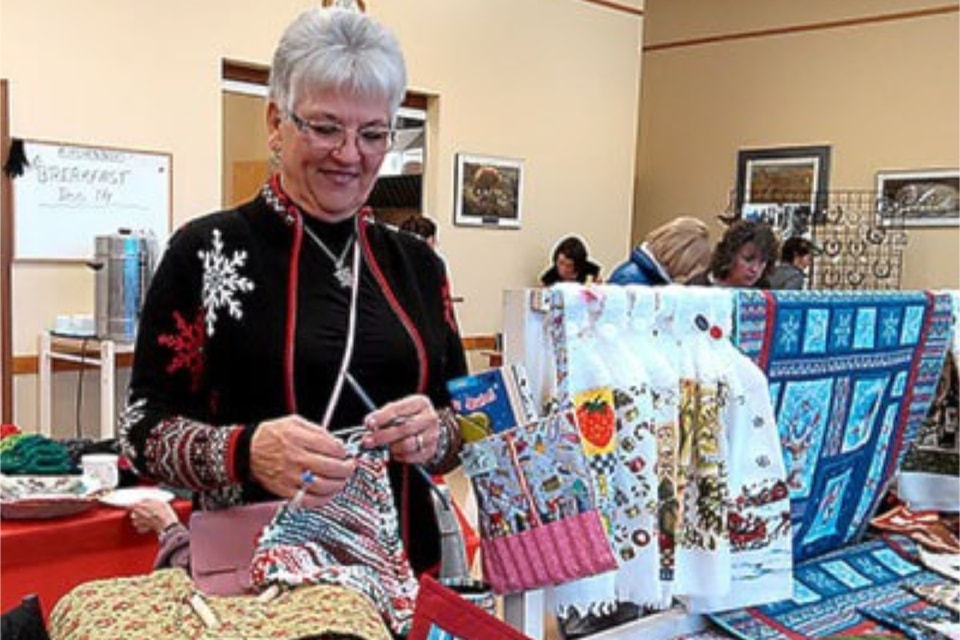 Barriere Seniors Annual Christmas Craft Fair had an amazing variety of homemade items available for shoppers. Dec. 2014. Rose Seymour’s table was filled with colourful quilted and fiber art products.