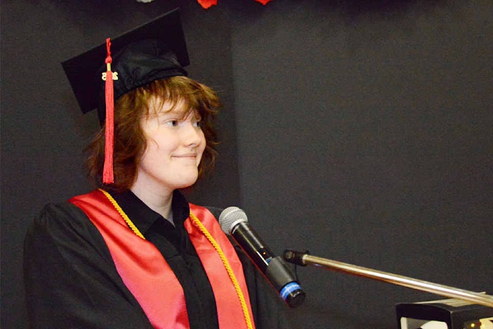 Isabell Wright, valedictorian for Clearwater Secondary's Class of 2025 spoke to fellow classmates on June 13 at CSS. 