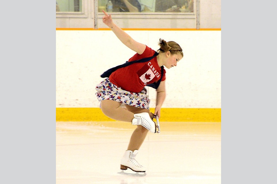 From our archives - Sophia Braaten demonstrates flexibility and balance as she takes part in a test day put on by Raft Mountain Skating Club on March 23, 2015.