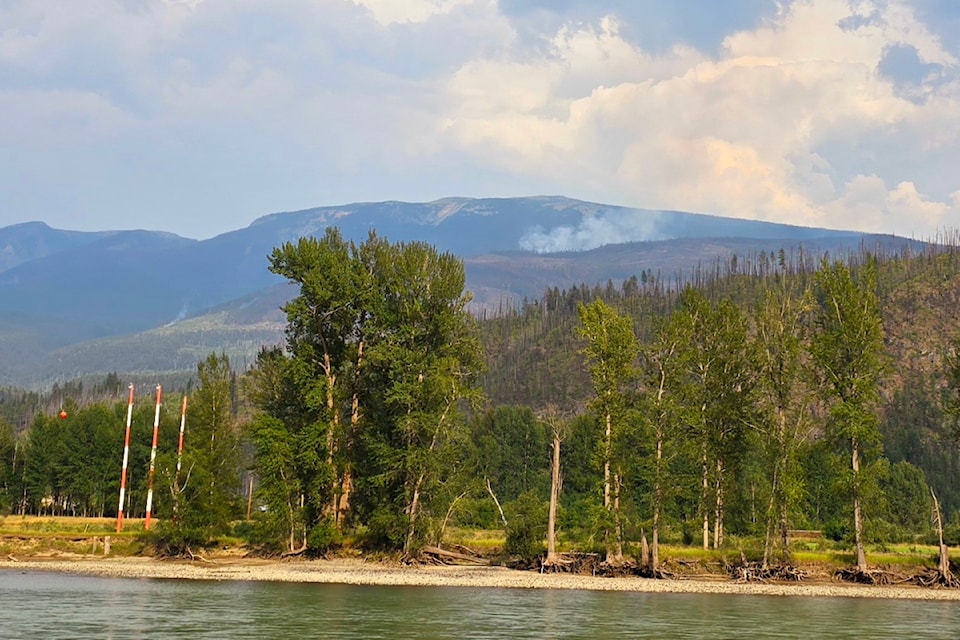 The Dunn Creek wildfire from Highway 5 outside Little Fort on Aug. 11. 