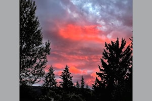 A fiery sunset after a storm in Wells Gray Country on July 5