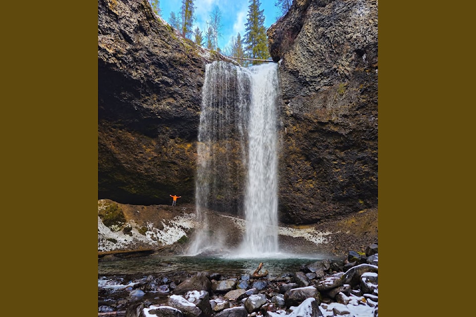 Chance Breckenridge of Clearwater at Moul Falls in Wells Gray Park on a mild January 11 morning.