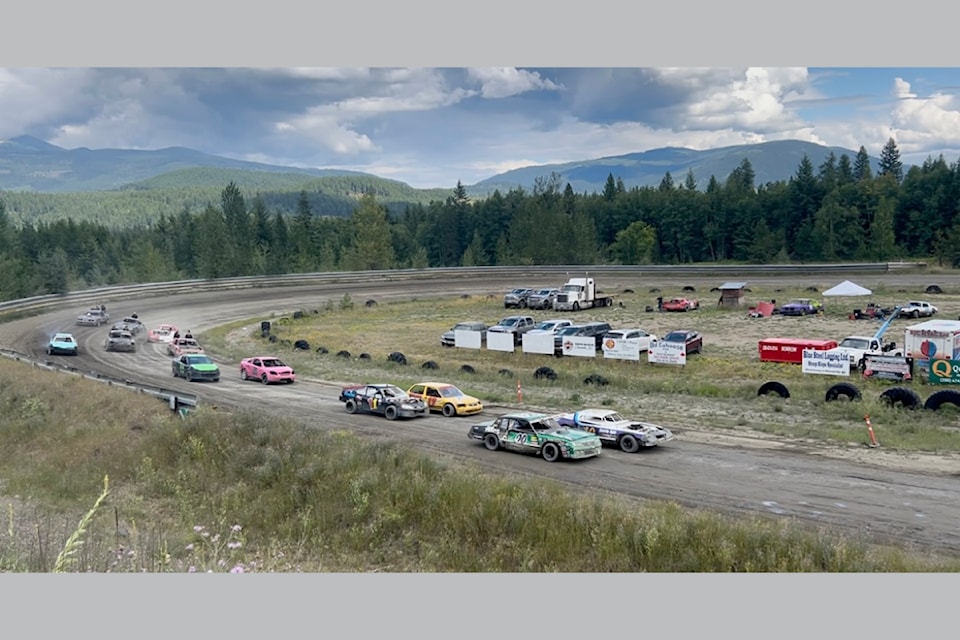The Bruce Clark Memorial weekend took place on July 26 and 27 at the Clearwater Speedway to honour his memory as a founding member. Seen here his two grandchildren , Kayden and Mady Clark leading the racers in a somber drive around the track. 