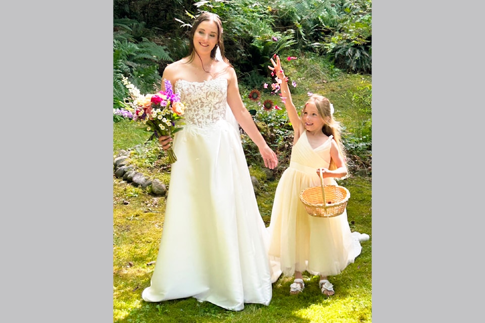 Weddings can capture a 'heart photo' to cherish for a lifetime. Author's niece and grandaughter during a recent wedding on Vancouver Island in June. 