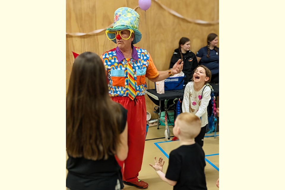 Uncle Chris the Clown entertains families during Family Fun Night on Feb. 16 at 'The Ridge' in Barriere kicking off Family Day weekend. 