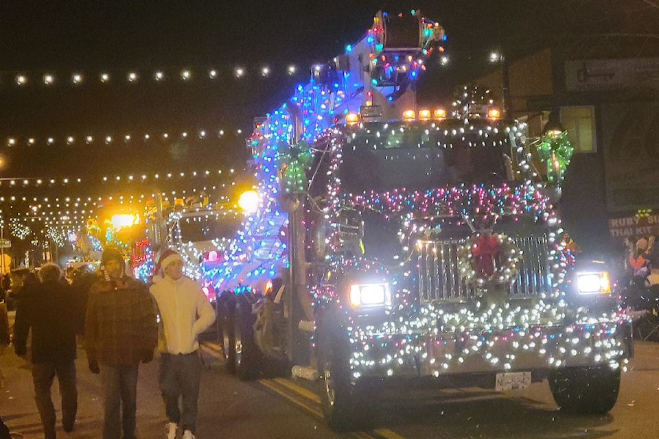 A truck rolls through Cloverdale Dec. 1 as as part of the 17th annual Surrey Santa Parade of Lights.