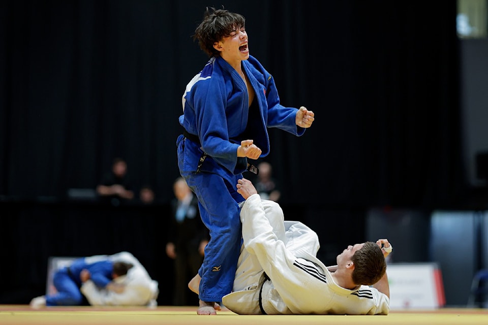 Lowan Le Bris battles a competitor in a judo match on his way to a gold medal win at Judo Canada's Open Nationals competition in Montreal in May.