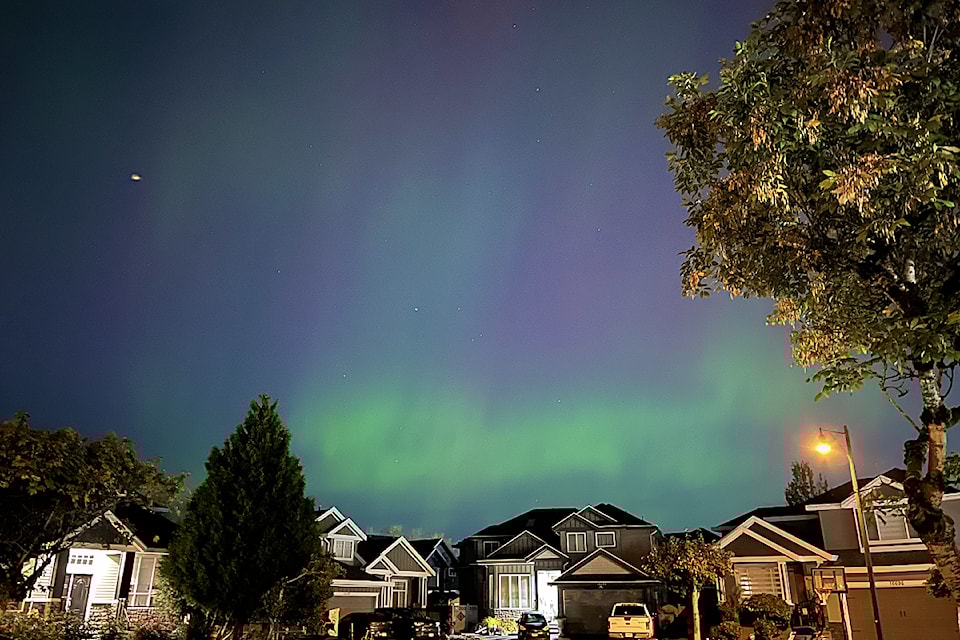 The Northern Lights shine over Cloverdale Oct. 10. The Aurora Borealis was visible over Surrey from Oct. 10-12.