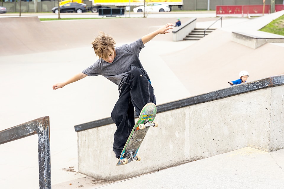 A kid performs a trick at the JK All Day Memorial Sk8 Jam held Sept. 28 at Cloverdale Youth Park. The event was a big success, says organizer Jason Kehoe.