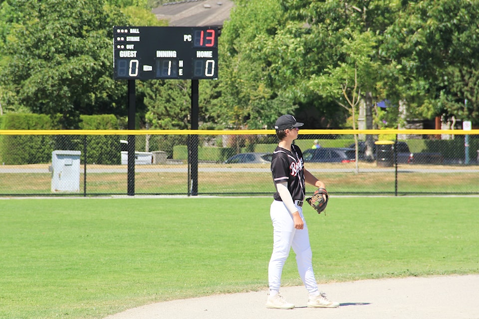 A new scoreboard can be seen during a recent Cloverdale Rangers baseball game. The City of Surrey has made many improvements to the 18U diamond at Hillcrest Park, creating one of the nicest ballparks in the province.