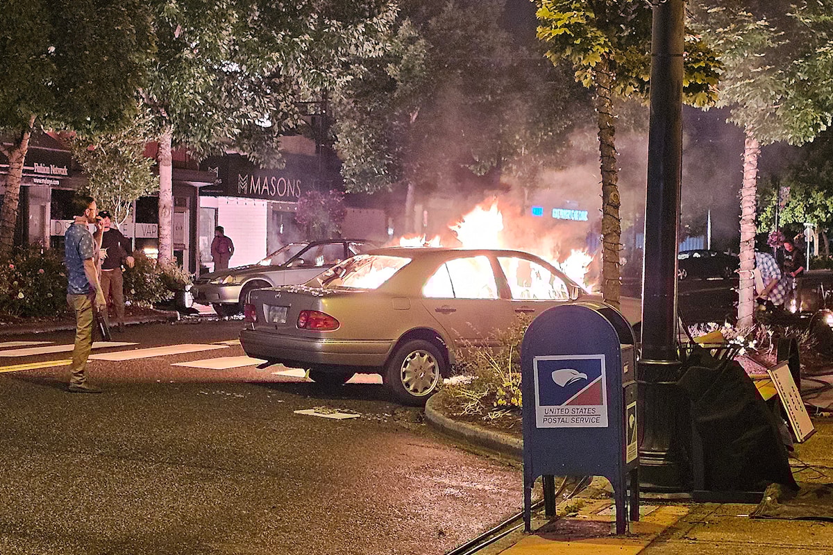 Cars ablaze as new miniseries ‘Carrie’ films in Cloverdale
