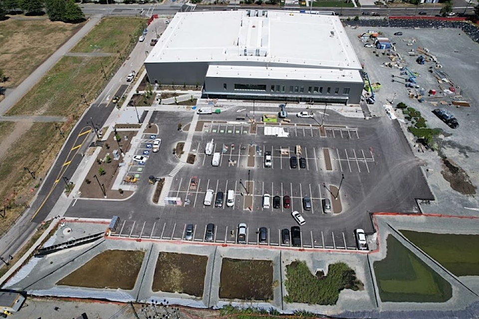 The nearly completed Cloverdale Sport and Ice Complex is seen in this aerial view taken July 18.