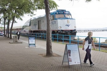 Amtrak passes in front of the White Rock Museum.