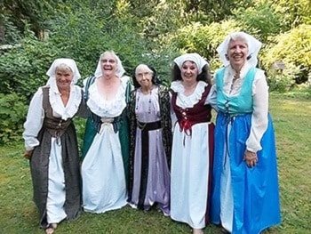 Some of the women rehearsing for the upcoming Medieval Banquet Aug. 28.