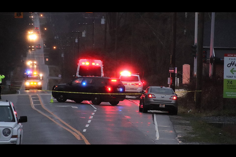 A second woman was struck by a car in Cloverdale today (Dec. 16). She died from her injuries. (Photo: Shane MacKichan)