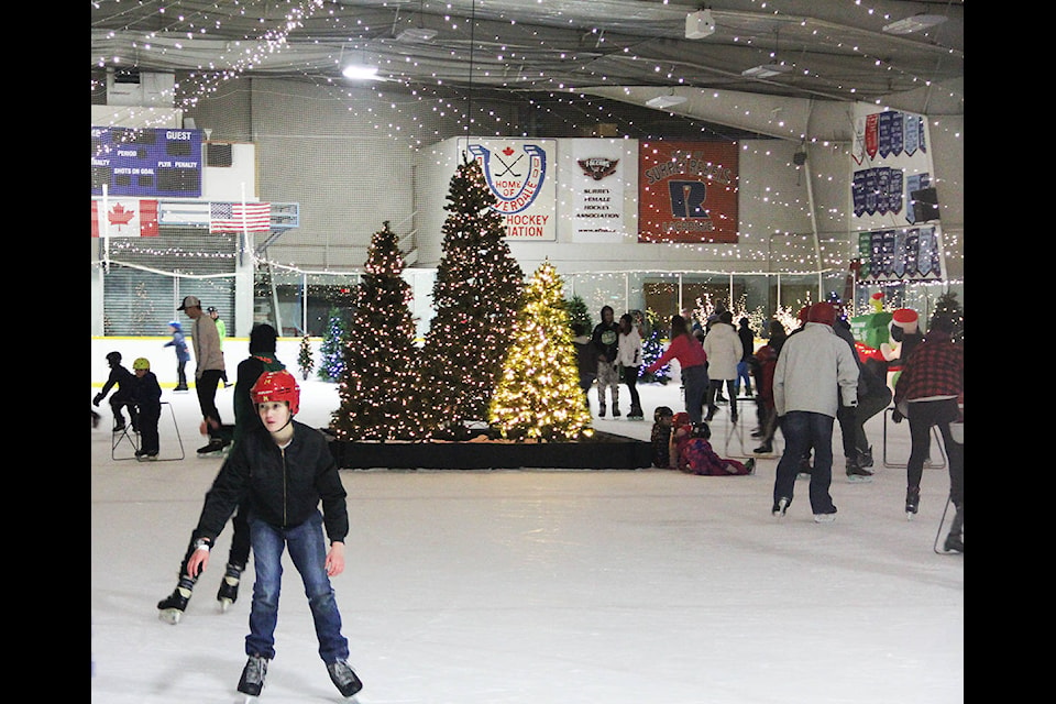 Skaters enjoy Cloverdale’s Winter Ice Palace Dec. 27. The Ice Palace is only open for another few days, including Jan. 1: 11 a.m. - 5 p.m., Jan. 2-4: 10 a.m. - 6 p.m., and Jan. 5: 10:30 a.m. - 3 p.m. The annual skating event is in its 22nd year. (Photo: Malin Jordan)