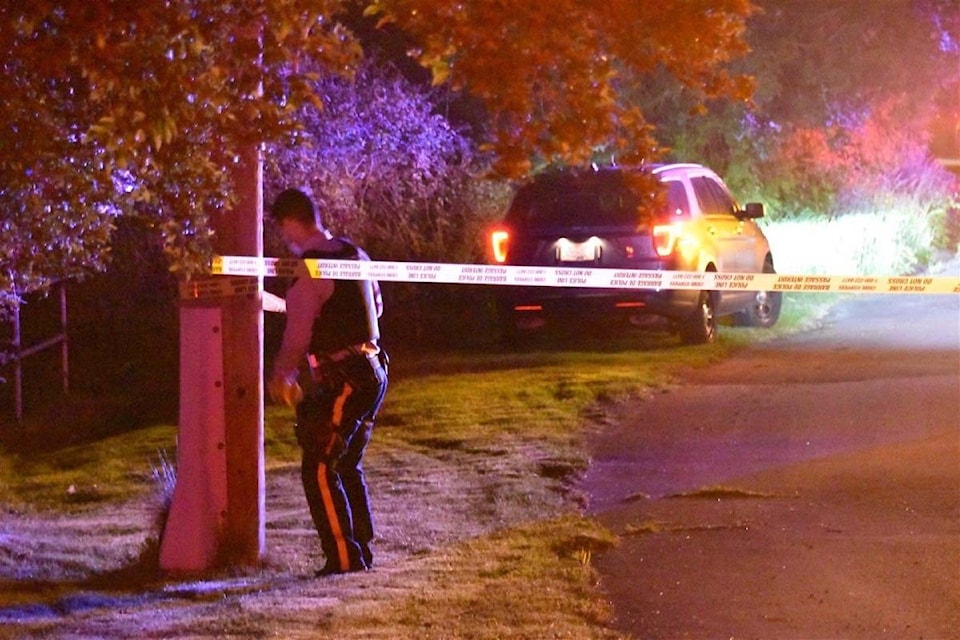 Police and fire crews were in the 18500-block of 18 Avenue around 9 p.m. Thursday (May 13, 2021). (Curtis Kreklau photo)