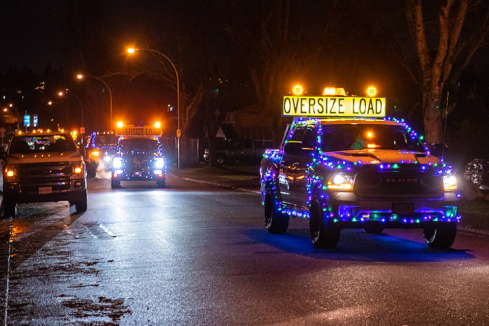 Vehicles wind their way through many Cloverdale neighbourhoods Dec. 11 for the second annual Citizen Santa Parade. (Photo submitted: Spencer Montgomery)