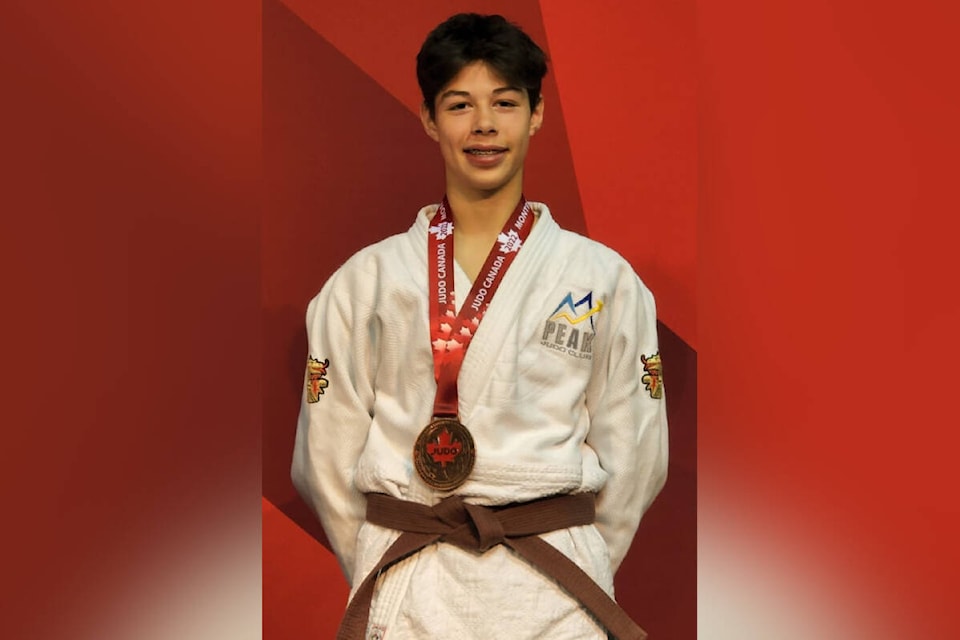 Cloverdale’s Lowan Le Bris is seen with his bronze medal in Montreal at the Canadian National Judo Championships May 21. (Photo submitted: Jeremy Le Bris)
