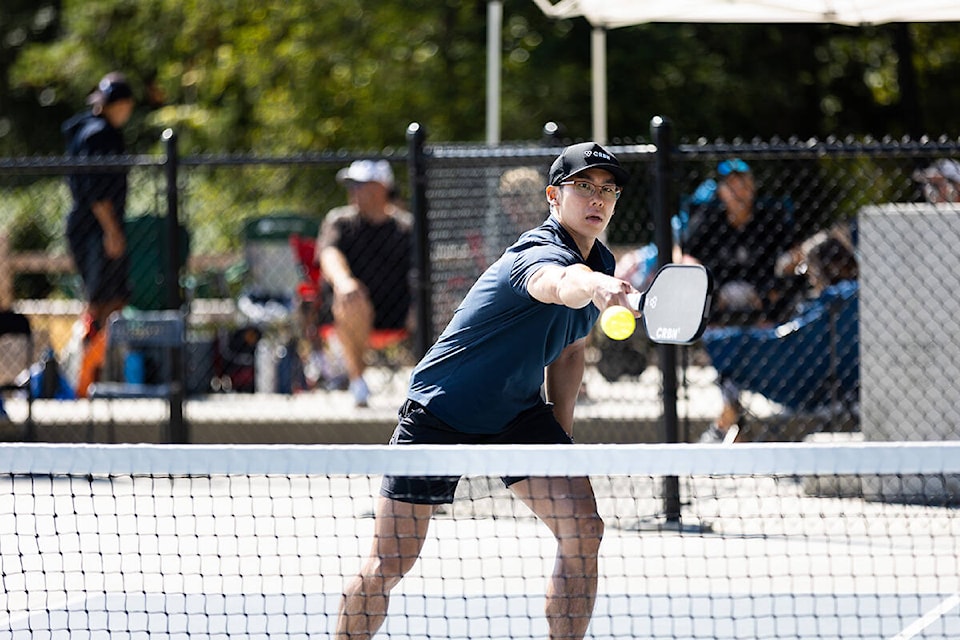 A player in the Grip ‘n Rip pickleball tournament at South Surrey Athletic Park in Surrey on Saturday, Sept. 3, 2022. (Photo: Anna Burns)