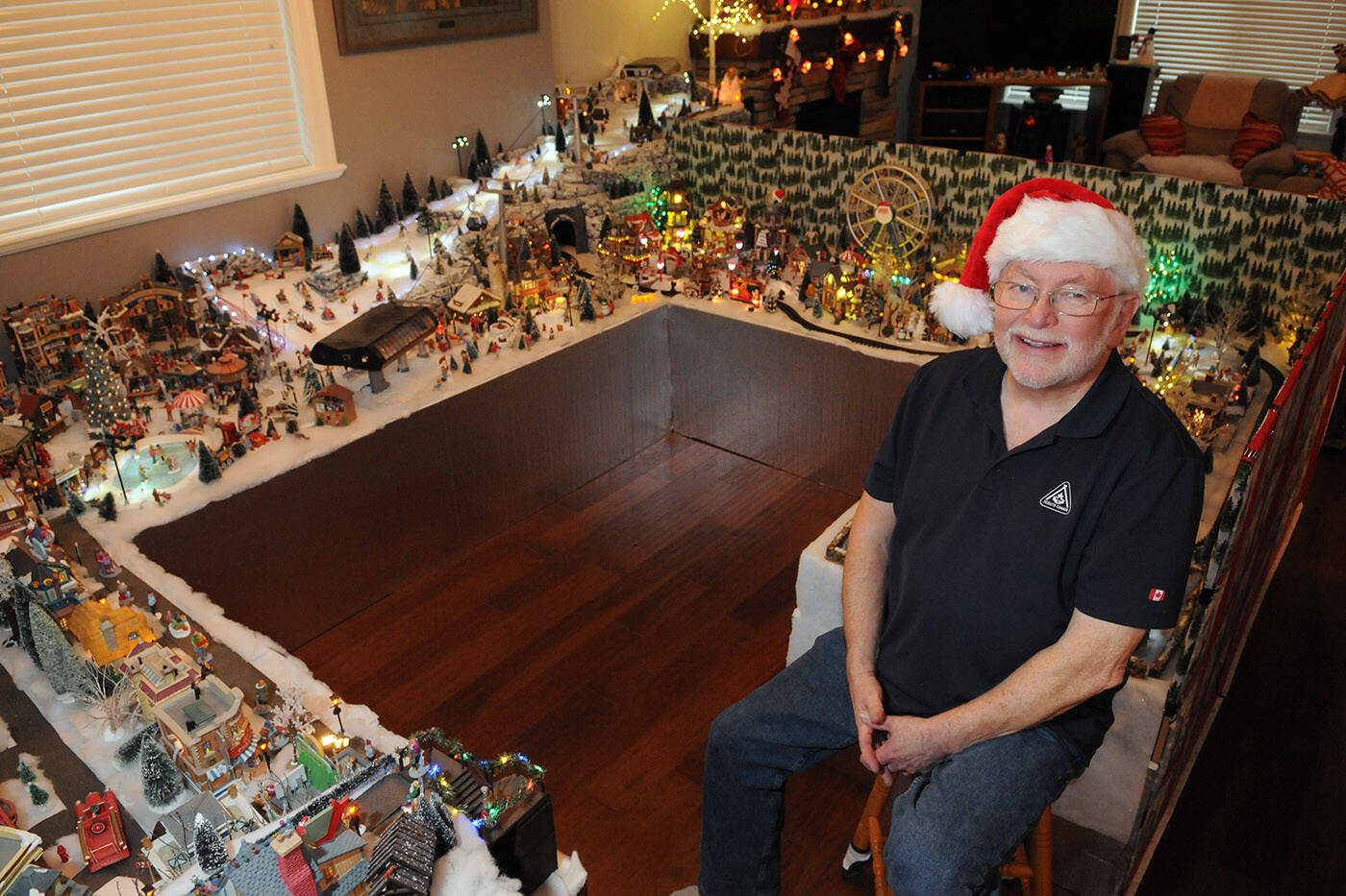 Terry Campbells display of Christmas miniatures takes up the entire dining room of his Chilliwack home. He started the display in 2007 but it has been more challenging for him lately as hes been legally blind since 2018. (Jenna Hauck/ Chilliwack Progress)