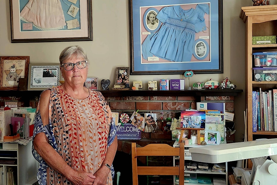 Cloverdale family historian Lynda Roberts stands in her craft room amongst a plethora of collectible family memorabilia. (Photo submitted: Ursula Maxwell-Lewis)