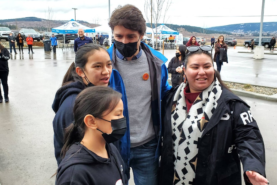 Prime Minister Justin Trudeau arrived at Williams Lake First Nation Wednesday morning, March 30. (Monica Lamb-Yorski photo)