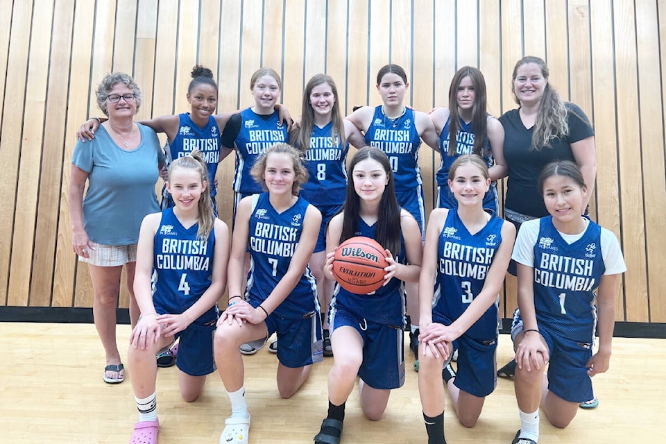 Bella Coola Valley twins Ayanna Parr and Annika Parr fifth and sixth back row were part of the Cariboo North East five-on-five basketball team at the 2022 BC Summer Games held in Prince George. (Photo submitted)