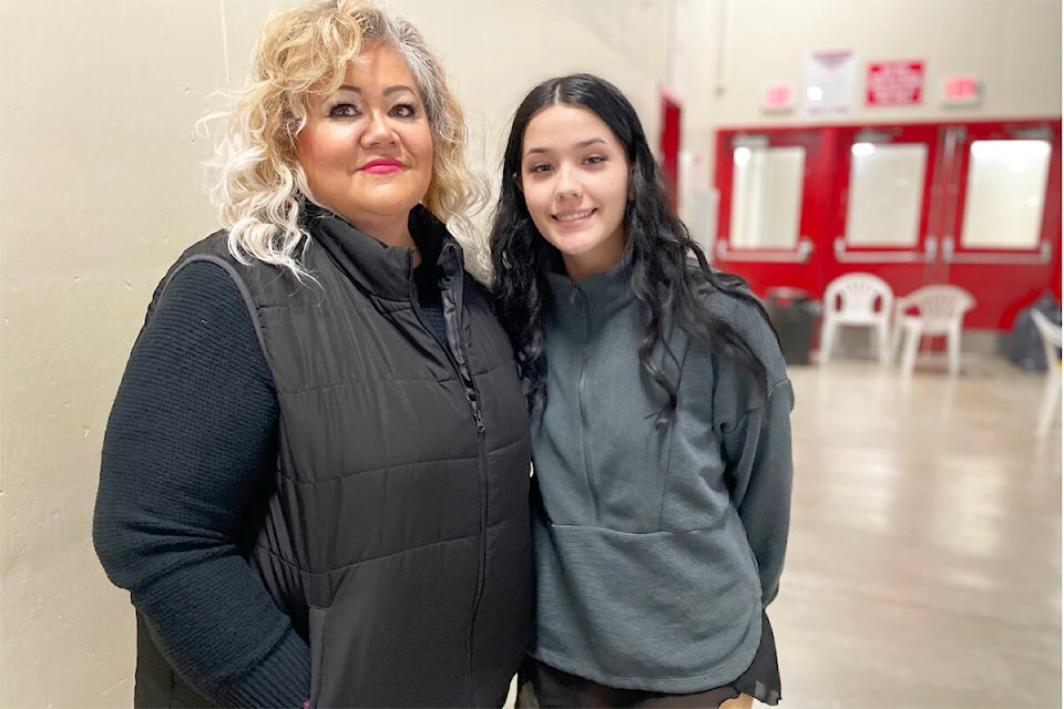 Joletta Ratcliff, left, and her daughter Aaliyah Beeton were in Williams Lake over the weekend for the CNC Regional Figure Skating Championships. (Ruth Lloyd photo - Williams Lake Tribune)