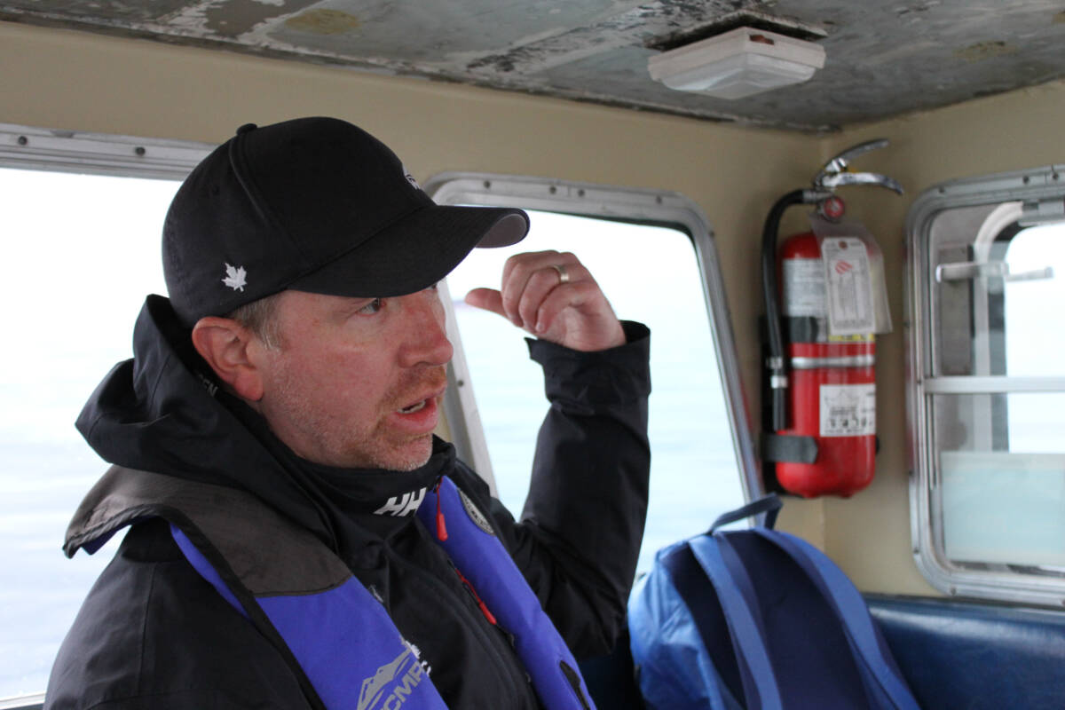 WCMRC communications manager Michael Lowrey briefs media on the oil spill response exercise. (Austin Westphal/News Staff)