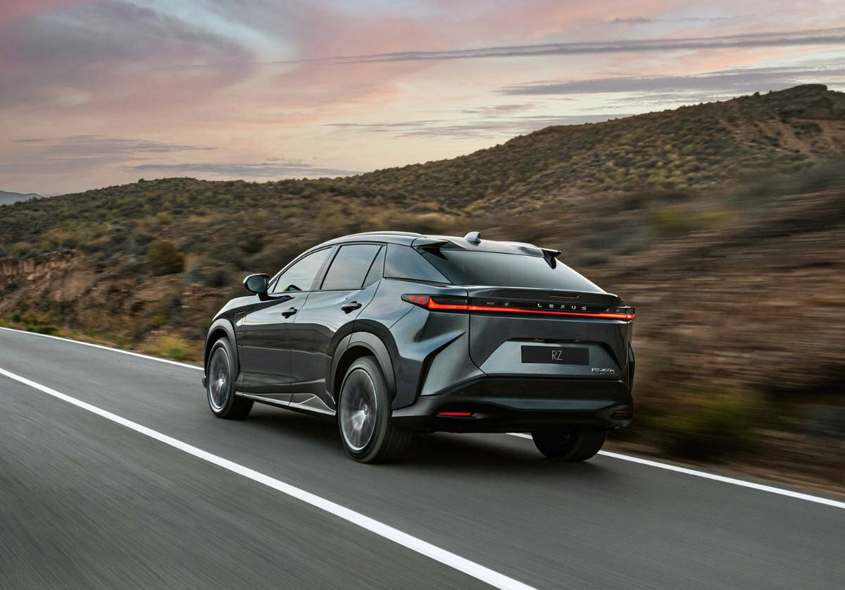The RZ 450es styling has the key elements common to every Lexus. In terms of length, width and distance between the front and rear wheels, the RZ is a close copy of the popular Lexus RX. PHOTO: LEXUS