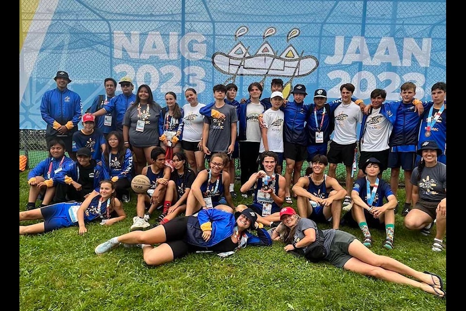 Seven athletes from the Nuxalk Nation attended the NAIG this July to represent Bella Coola in all their glory. (Contributed to Black Press—by Sony Legault)