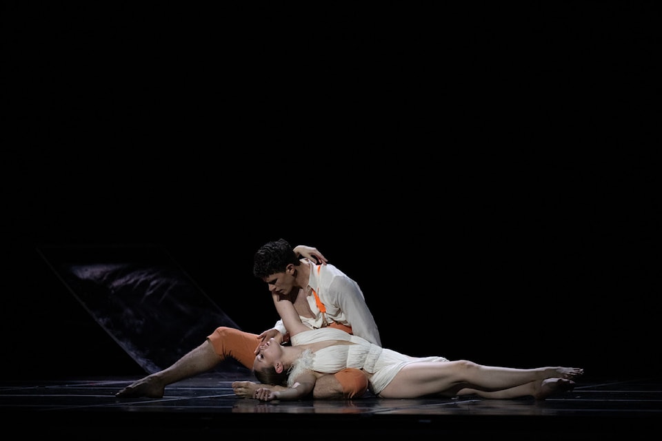 Logan Savard as the prince in Snow White with Taisi Tollasepp.