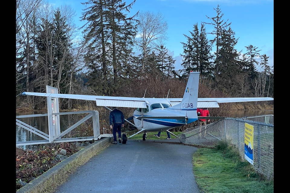 A plane was stuck on the pedestrian walk way at the Courtenay Airpark on Nov. 18
